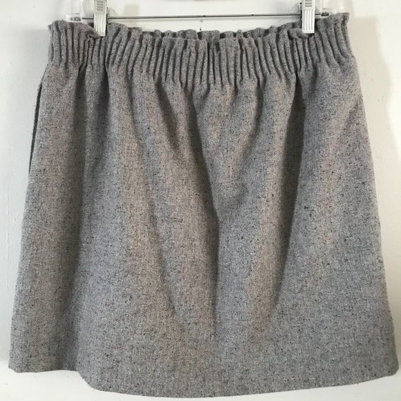 J. Crew Gray Wool Paperbag Waist Mini Skirt Sz 10 - Picture 2 of 8